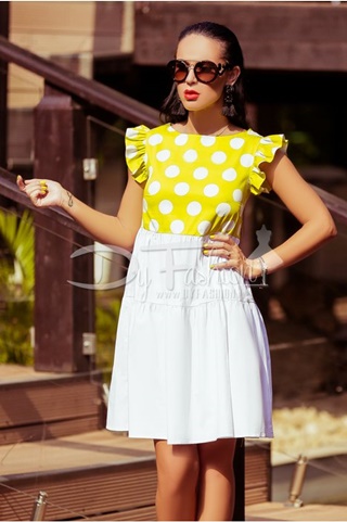 Rochie Aby de Zi cu Buline Galbene