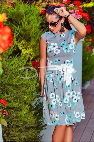 Rochie Bluma de Vara in Dungi si Flori