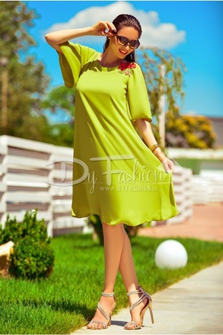 Rochie Brenda Vernil de Seara din Voal