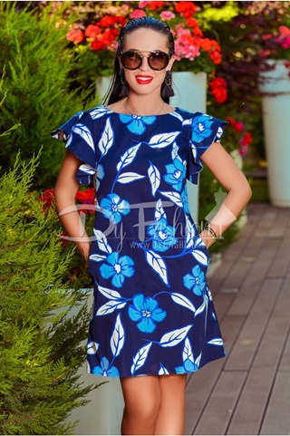Rochie Create Bleumarin cu Buzunare