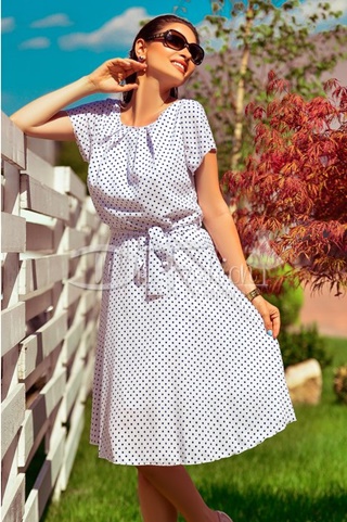 Rochie Missa Alba din Voal cu Buline