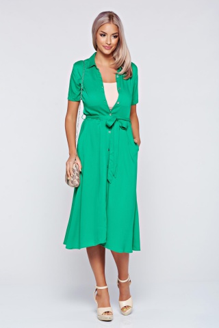 Rochie Top Secret verde de zi in clos din material vaporos