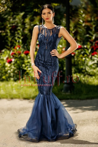 Rochie lunga de seara tip sirena cu spatele gol