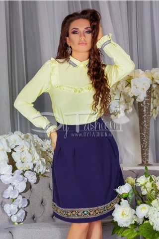 Bluza Galbena Office Cu Volanase