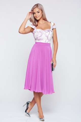 Rochie Fofy lila de ocazie in clos din voal