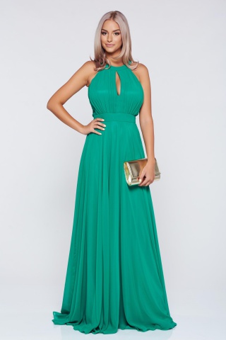 Rochie Fofy verde de ocazie in clos fara maneci