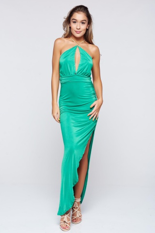 Rochie MissQ verde de plaja lunga fara maneci