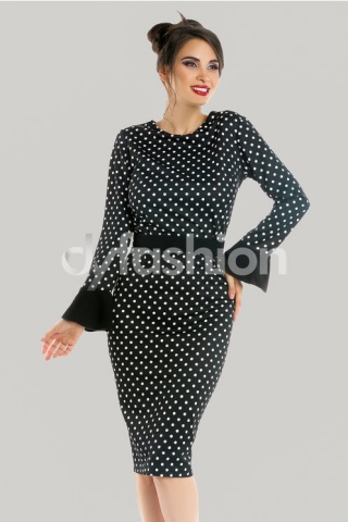 Rochie Anda Neagra Midi cu Buline