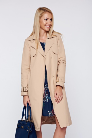 Trench Top Secret piersica casual drept cu buzunare