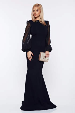 Rochie Ana Radu neagra de ocazie cu maneci din voal