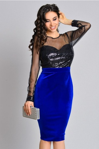 Rochie Glitter albastra cu paiete eleganta