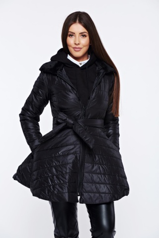 Geaca Artista neagra casual din fas cu buzunare
