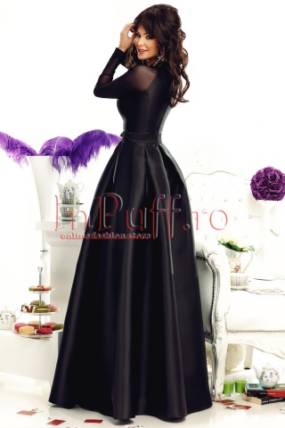 Rochie de seara lunga din tafta neagra 2
