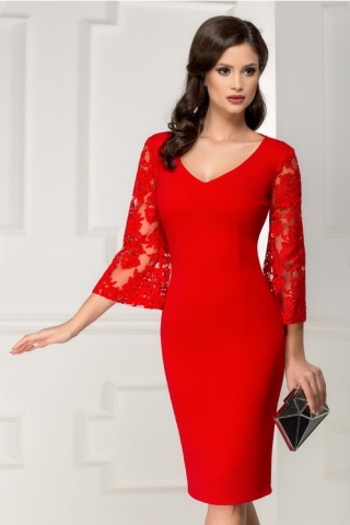 Rochie Alison rosie cu maneci evazate
