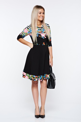 Rochie StarShinerS neagra de zi in clos din material elastic