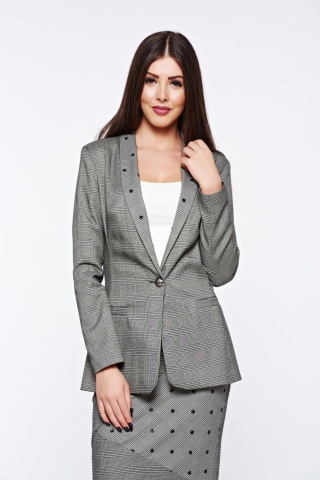 Sacou LaDonna gri office din stofa neelastica captusit pe interior