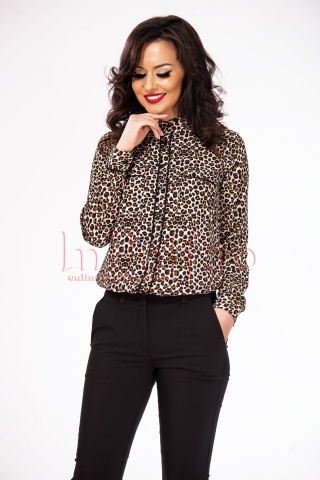 Camasa lejera animal print accesorizata cu buzunare