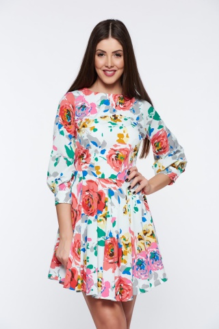 Rochie Artista alba de zi in clos din material usor elastic captusita pe interior