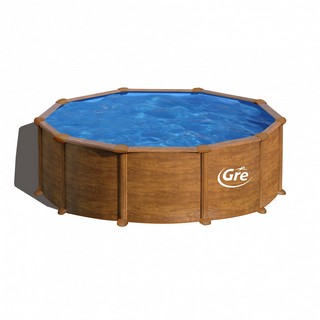 Kit piscina rotunda decorata imitatie de lemn