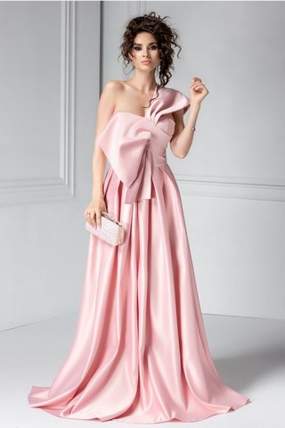 Rochie Artista Desya roz din tafta de seara