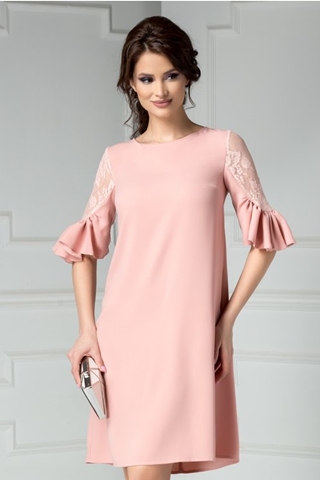 Rochie Brise Carla roz croi larg cu dantela