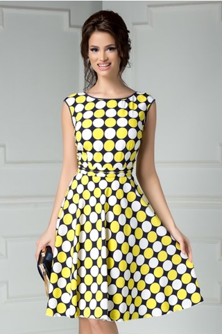 Rochie Leonard Collection Abele cu buline galbene