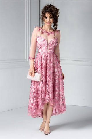 Rochie Leonard Collection Kyra lila din broderie de lux