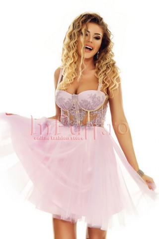 Rochie de ocazie baby doll cu broderie