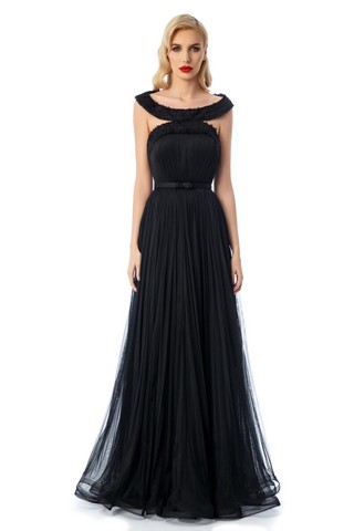 Rochie Ana Radu neagra de lux tip corset din tul captusita pe interior