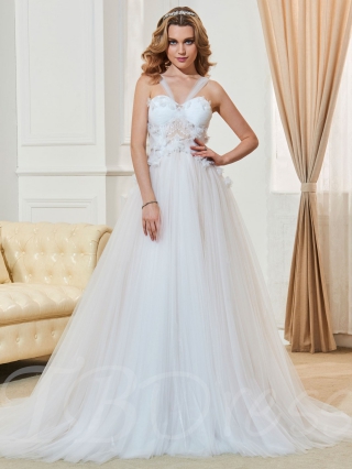 Appliques Straps A-Line Wedding Dress