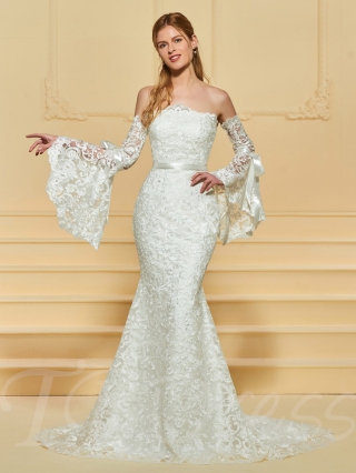 Mermaid Lace Wedding Dress with Oversleeve