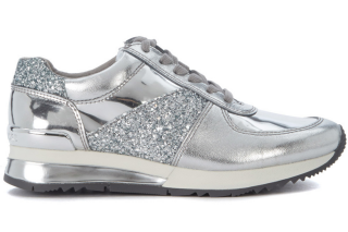 Michael Kors Allie Silver Leather And Glitter Sneaker