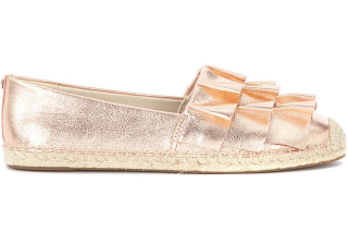 Michael Kors Bella Metallic Pink Leather Espadrillas With Rouches
