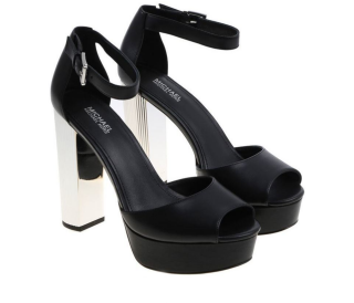 Michael Kors Black Paloma Sandals With Silver Heel
