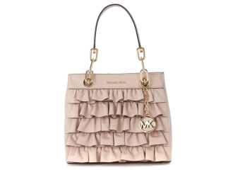 Michael Kors Cynthia Pink Leather Handbag With Rouches