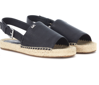 Michael Kors Fisher Black Leather And Jute Espadrillas