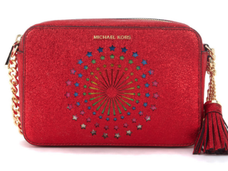 Michael Kors Ginny Red Metal Leather Shoulder Bag With Stars