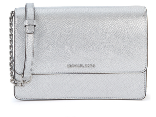 Michael Kors Gusset Silver Leather Shoulder Bag