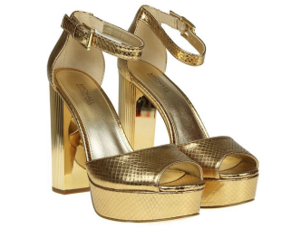 Michael Kors Paloma Golden Sandals With Reptile Print