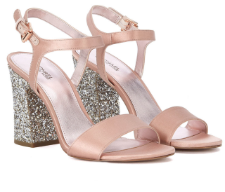 Michael Kors Tori Pink Satin And Silver Glitter Sandal