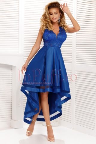 Rochie Atmosphere albastra de ocazie cu bustul din dantela