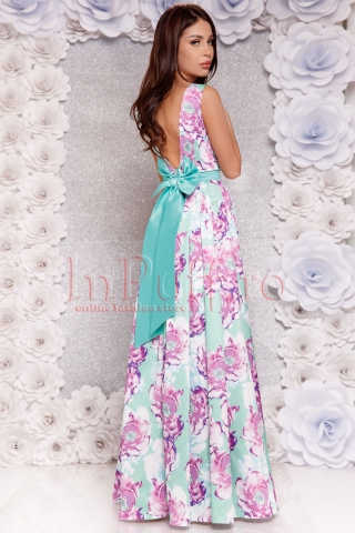 Rochie Atmosphere de seara din tafta cu imprimeu floral
