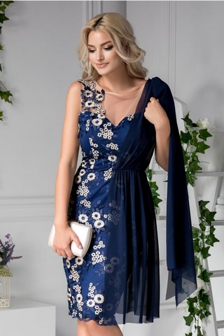 Rochie Leonard Collection de ocazie cu broderie si voal