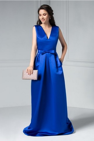 Rochie Stacey albastra lunga de seara
