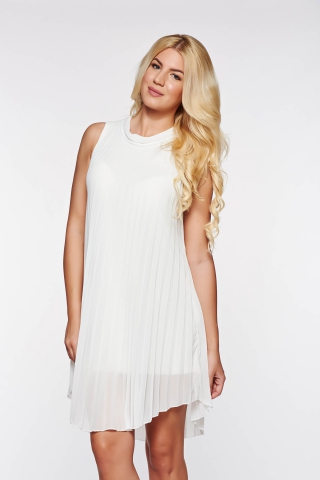 Rochie SunShine alba eleganta cu croi larg din material vaporos si transparent captusita pe interior