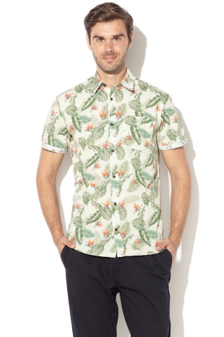 Jack&Jones Camasa cu imprimeu vegetal si buzunar pe piept Paka