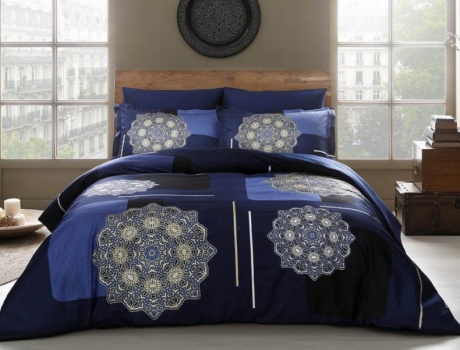 Lenjerie de pat TAC satin de lux, Milla Lacivert