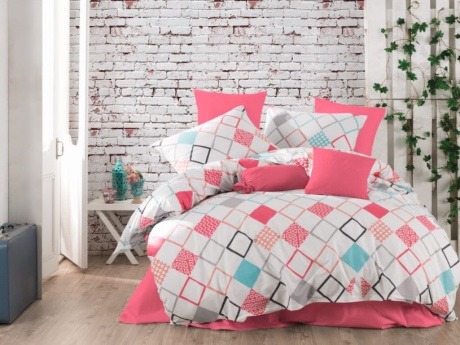 Lenjerie de pat bumbac 100% ranforce, Bahar Home, Sion V1 - Fuchsia