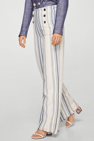 Mango Pantaloni din amestec de in cu croiala ampla Desfleco