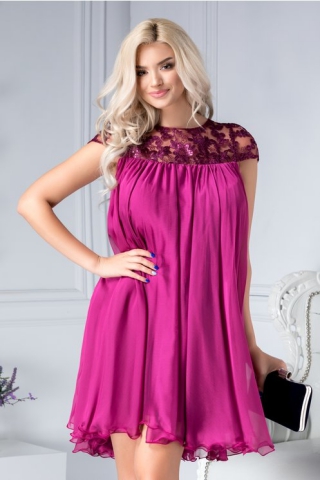 Rochie Artista Dilara fucsia cu broderie